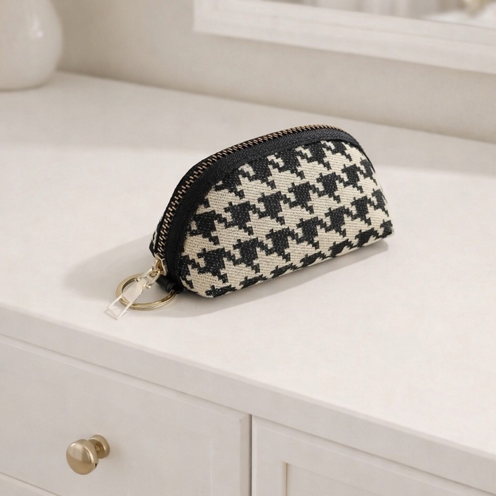 Mini Black and White Checkered Keychain